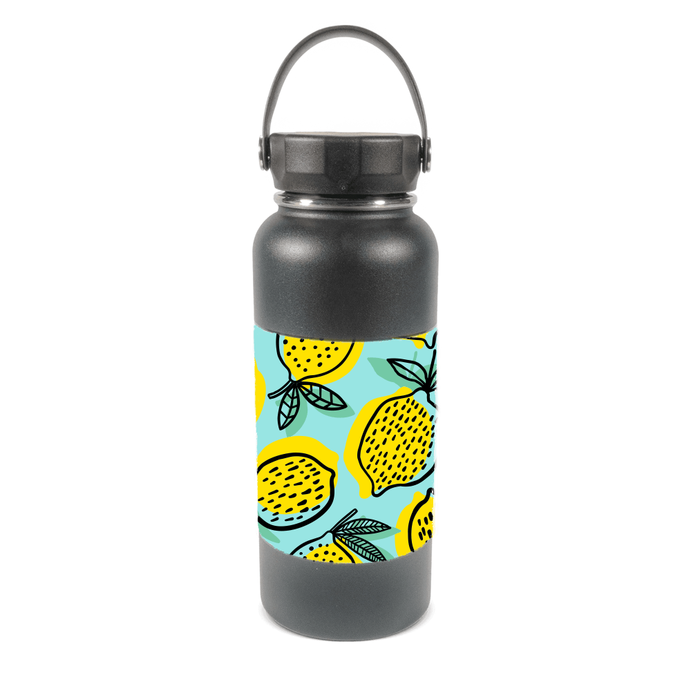HPN SubliCraft 32 oz. Black Sublimation Stainless Steel Summit Bottle with White Patch - 25 Per Case - HeatPressNation