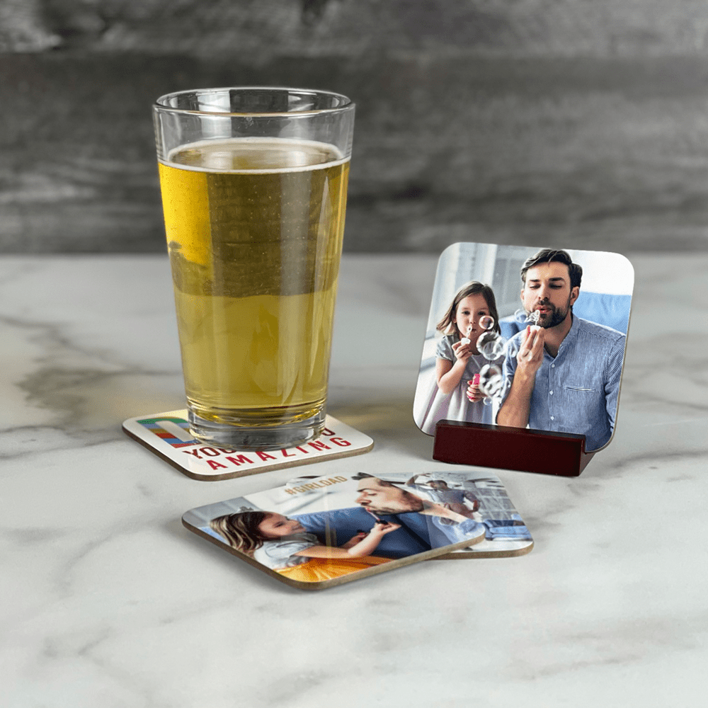 Unisub 3.5" Square Sublimation Hardboard Coaster - Gloss White w/ Raw Back - HeatPressNation