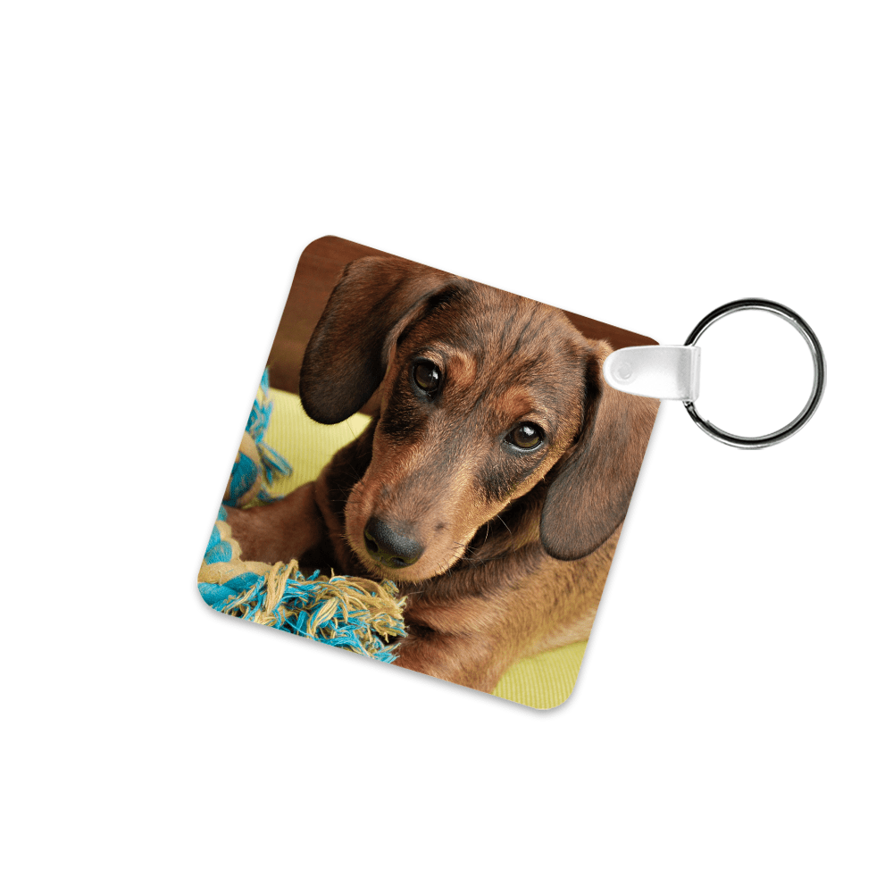 Unisub 2.25" Square Sublimation FRP Key Chain - 2 Sided Gloss White - HeatPressNation