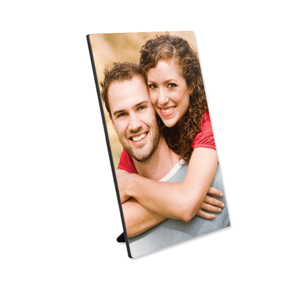 ChromaLuxe 10" x 8" Sublimation Hardboard Photo Panel w/ Kickstand - Semi Gloss White/Black Back - HeatPressNation