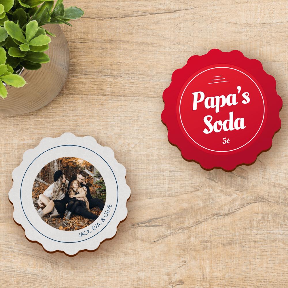 Unisub 3.63" Diameter Bottle Cap Sublimation Hardboard Coaster - HeatPressNation