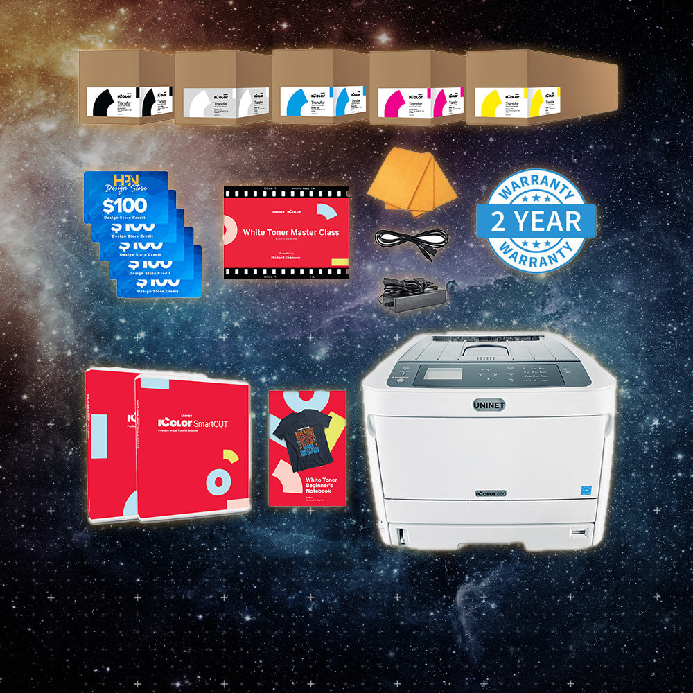 Uninet IColor 650 White Toner DTF Printer with IColor ProRIP, SmartCUT Software, and Masterclass - HeatPressNation