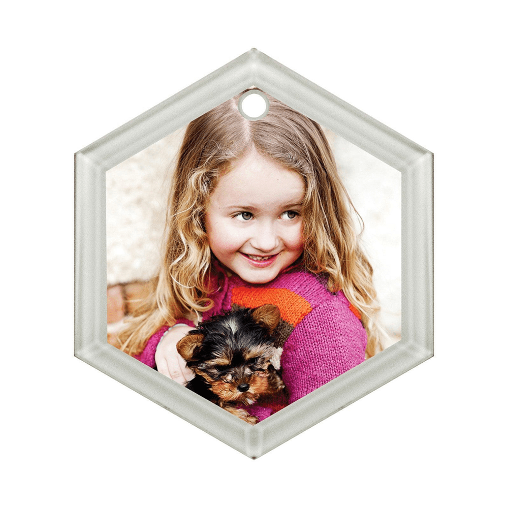 HPN SubliCraft 3" Hexagon Sublimation Glass Ornament - 192 Per Case - HeatPressNation