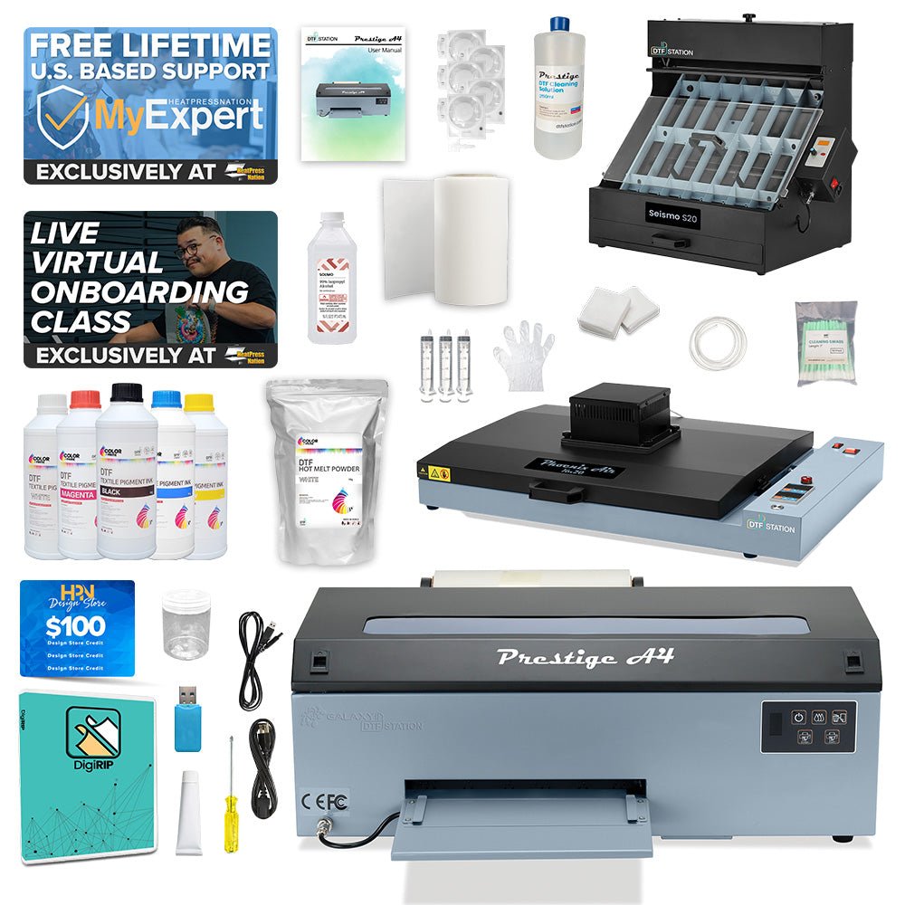 DTF Station 8" Prestige A4 Seismo S20 Shaker and Oven Bundle - Classic Black and Grey - HeatPressNation