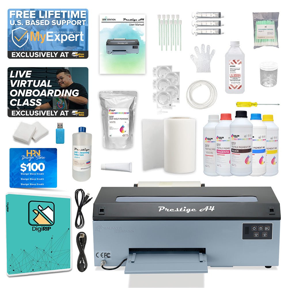 DTF Station 8" Prestige A4 DTF Printer with Ink, Film, and Supplies - Classic Black and Grey - HeatPressNation