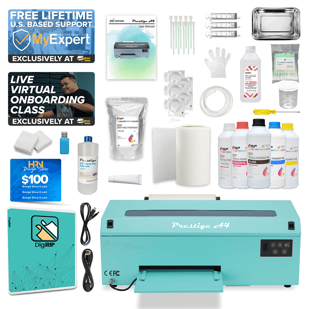DTF Station 8" Prestige A4 DTF Printer with Ink, Film, and Supplies - Mint - HeatPressNation