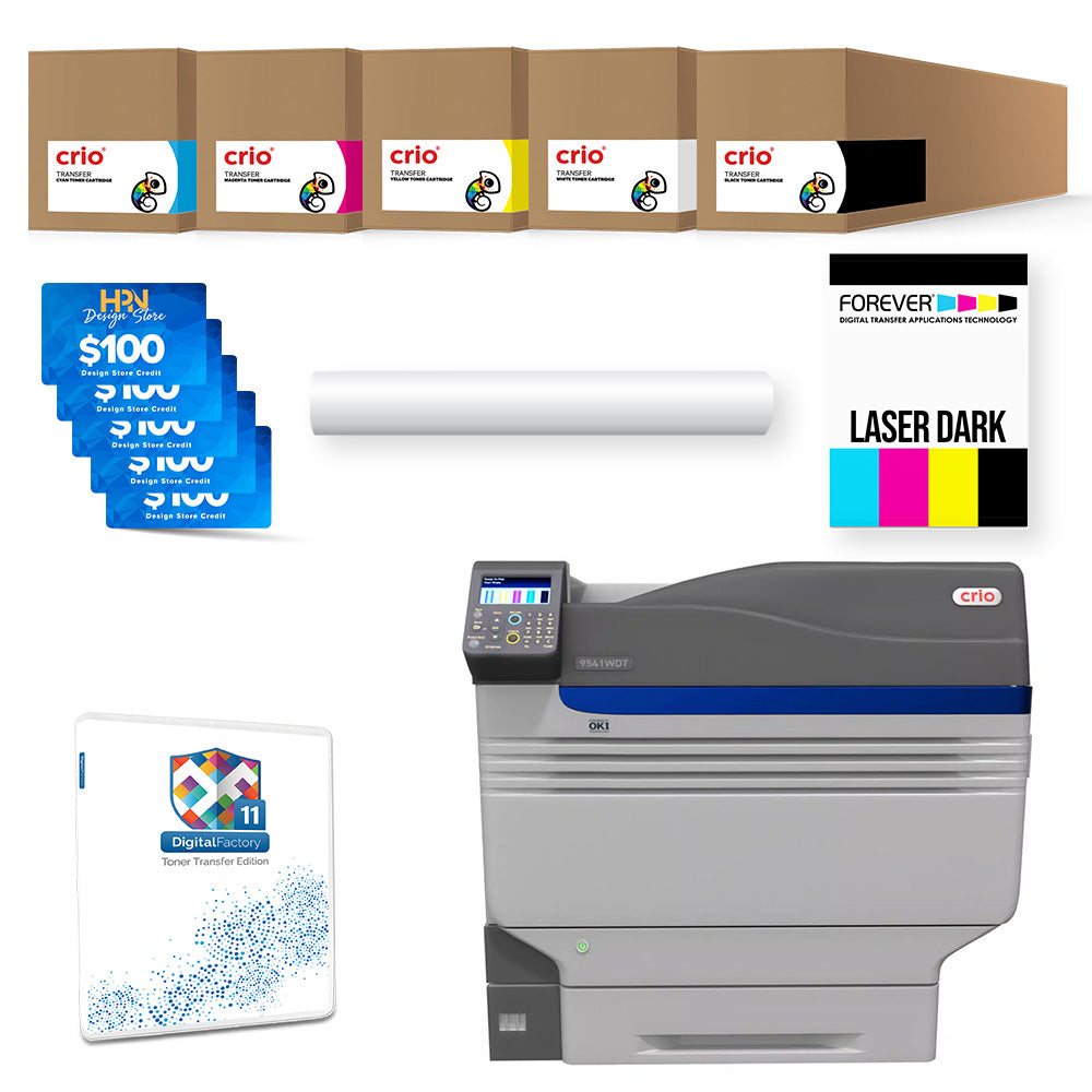 Crio 9541WDT White Toner Laser DTF Printer Starter Bundle