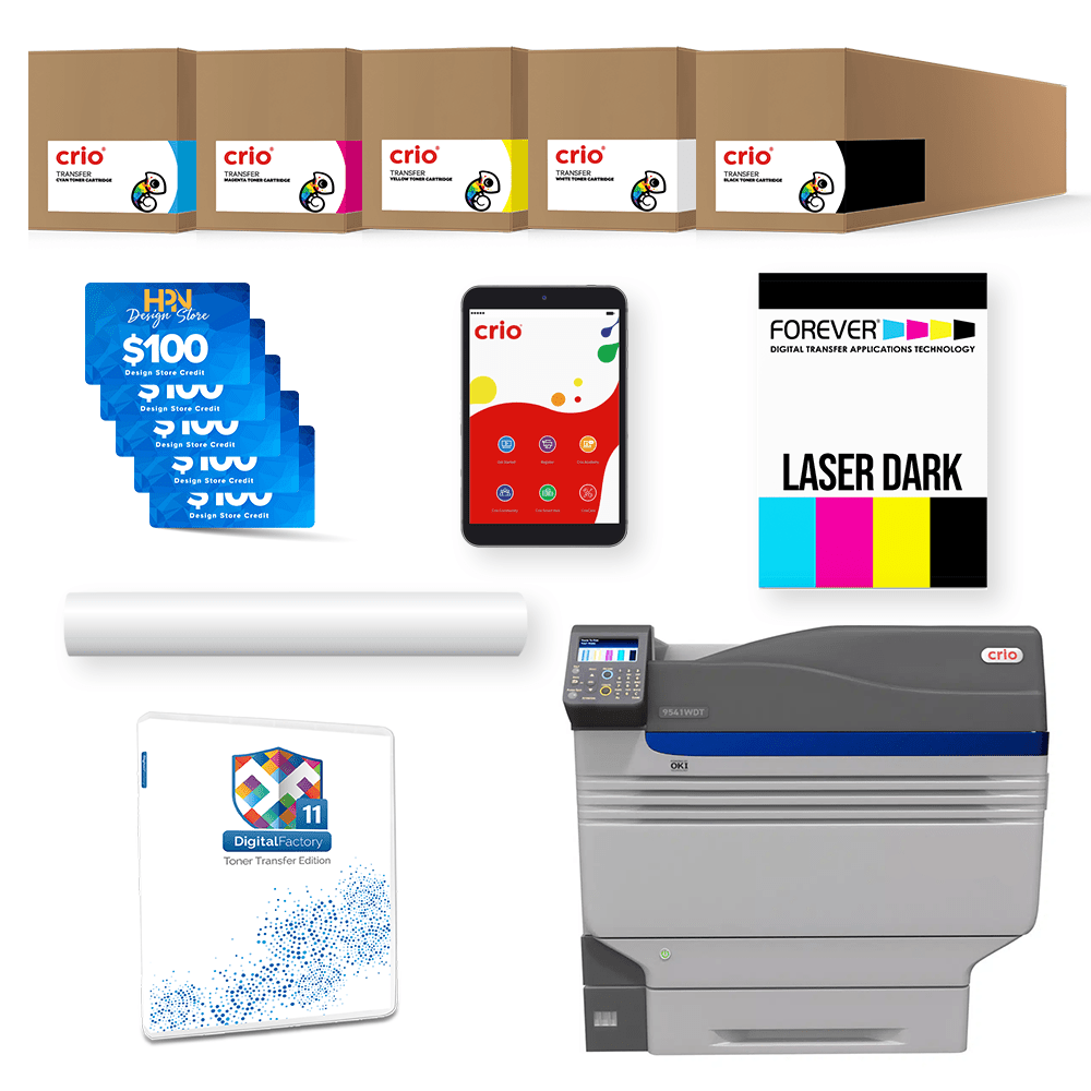 Crio 9541WDT White Toner Laser DTF Printer Starter Bundle - HeatPressNation