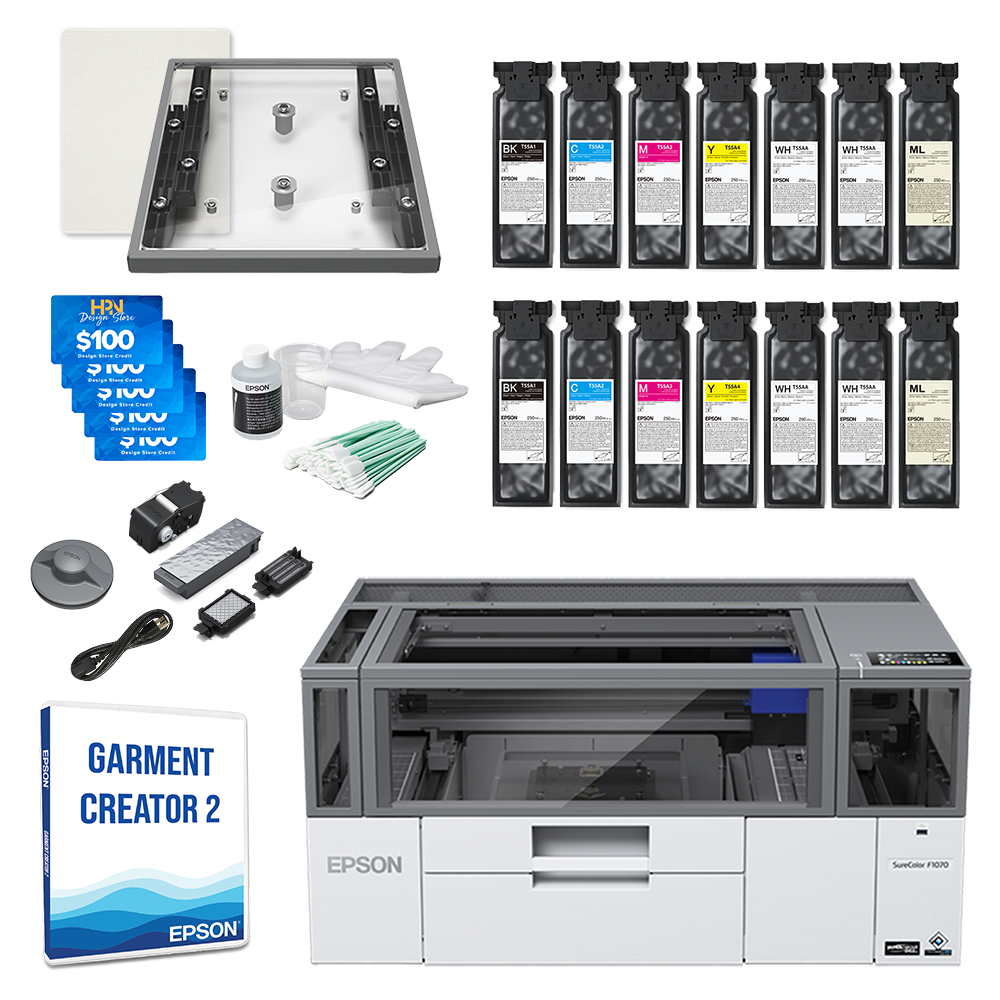 Epson SureColor F1070 DTG/DTF Hybrid Printer Double Ink Bundle
