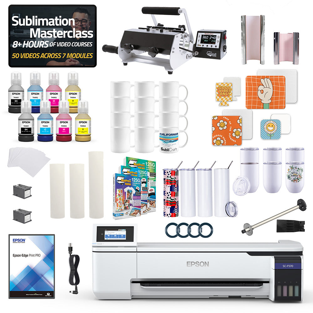 Epson SureColor F570 24" Pro Sublimation Printer 2-in-1 Mug Press Bundle