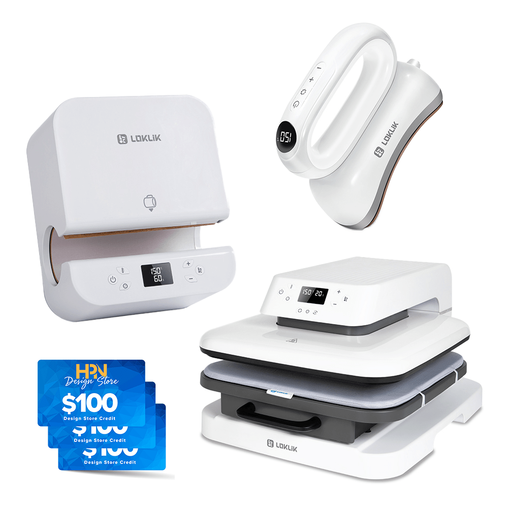 LOKLiK by HTVRont ImPress Bundle with Auto 15" x 15", Auto Tumbler, and Hat Heat Press - HeatPressNation