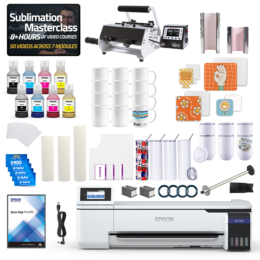Epson SureColor F570 24" Pro Sublimation Printer 2-in-1 Mug Press Bundle