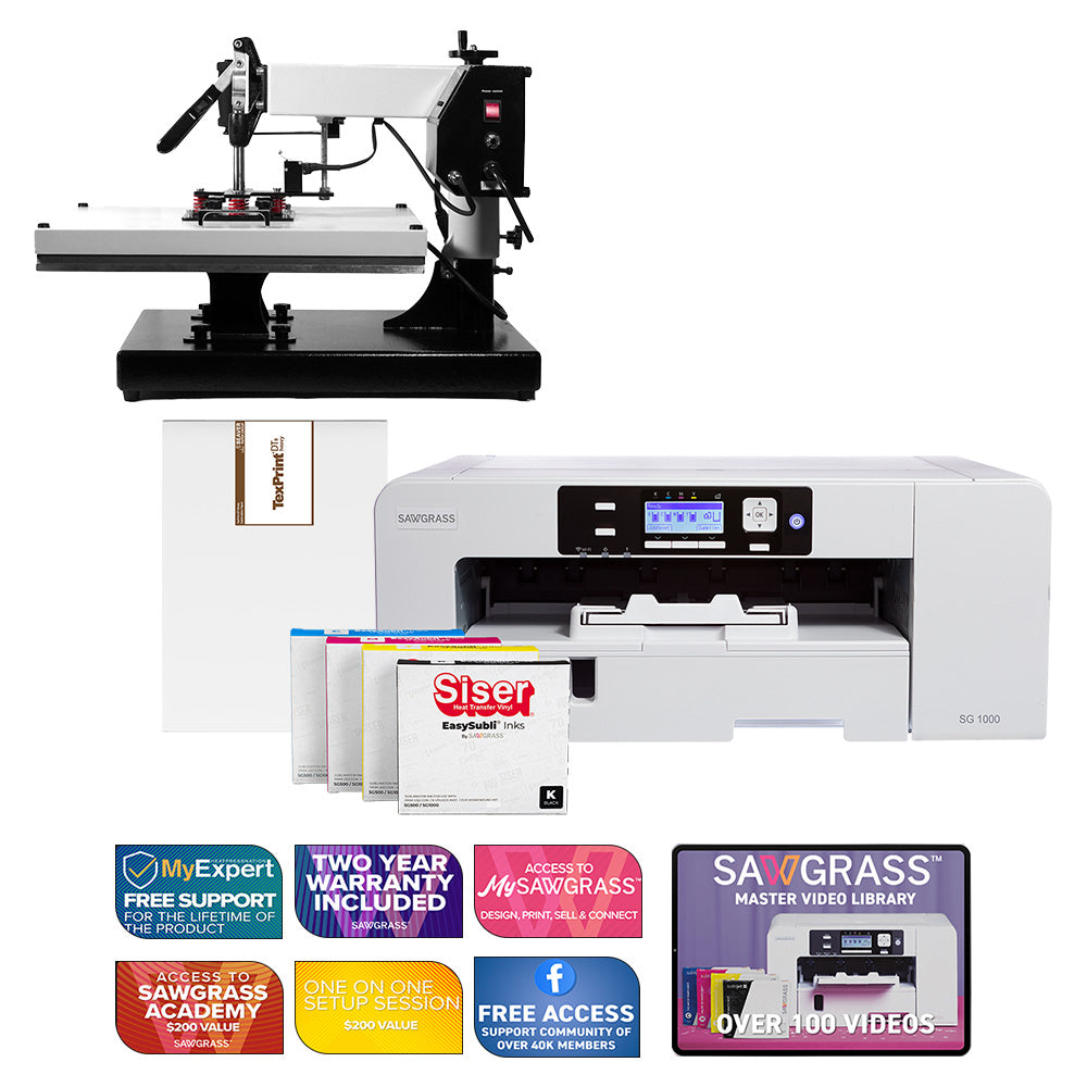 Sawgrass Virtuoso SG1000 Siser EasySubli Printer with Signature Series 16" x 20" Swing-Away Heat Press