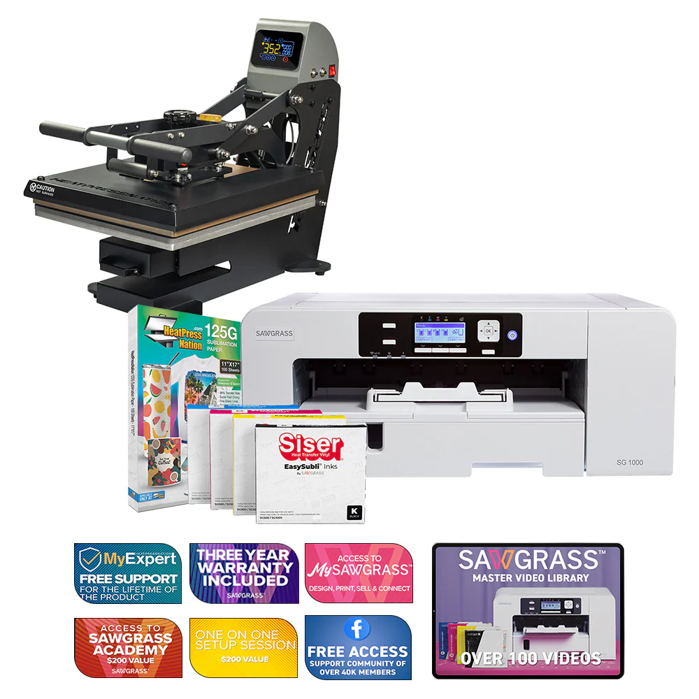 Sawgrass Virtuoso SG1000 Siser EasySubli Printer with TrueSpec 16" x 20" Hybrid Heat Press