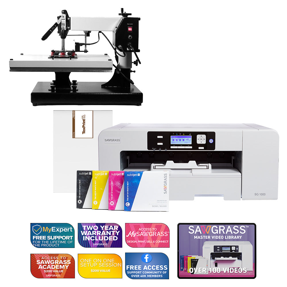Sawgrass Virtuoso SG1000 Sublijet Sublimation Printer with Signature Series 16" x 20" Swing-Away Heat Press