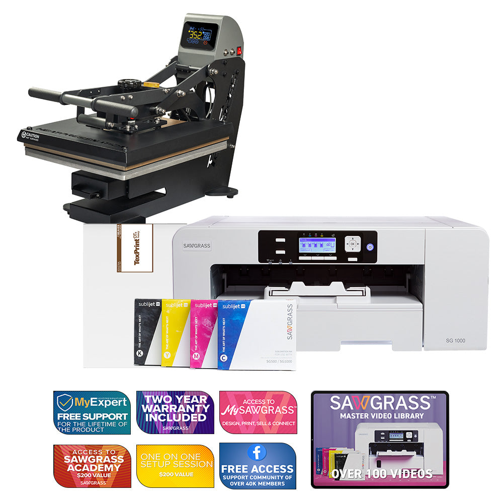 Sawgrass Virtuoso SG1000 Sublijet Sublimation Printer with TrueSpec 16" x 20" Hybrid Heat Press