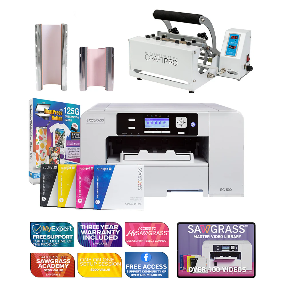 Sawgrass Virtuoso SG500 Sublijet Sublimation Printer with CraftPro Mug and Tumbler Press