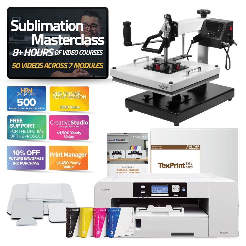 Sawgrass SG1000 Sublimation Printer & Signature Heat Press Bundle