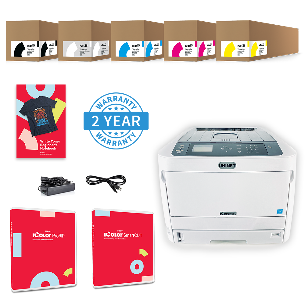 Open-Box Uninet IColor 650 White Toner DTF Printer with IColor ProRIP and SmartCUT Software