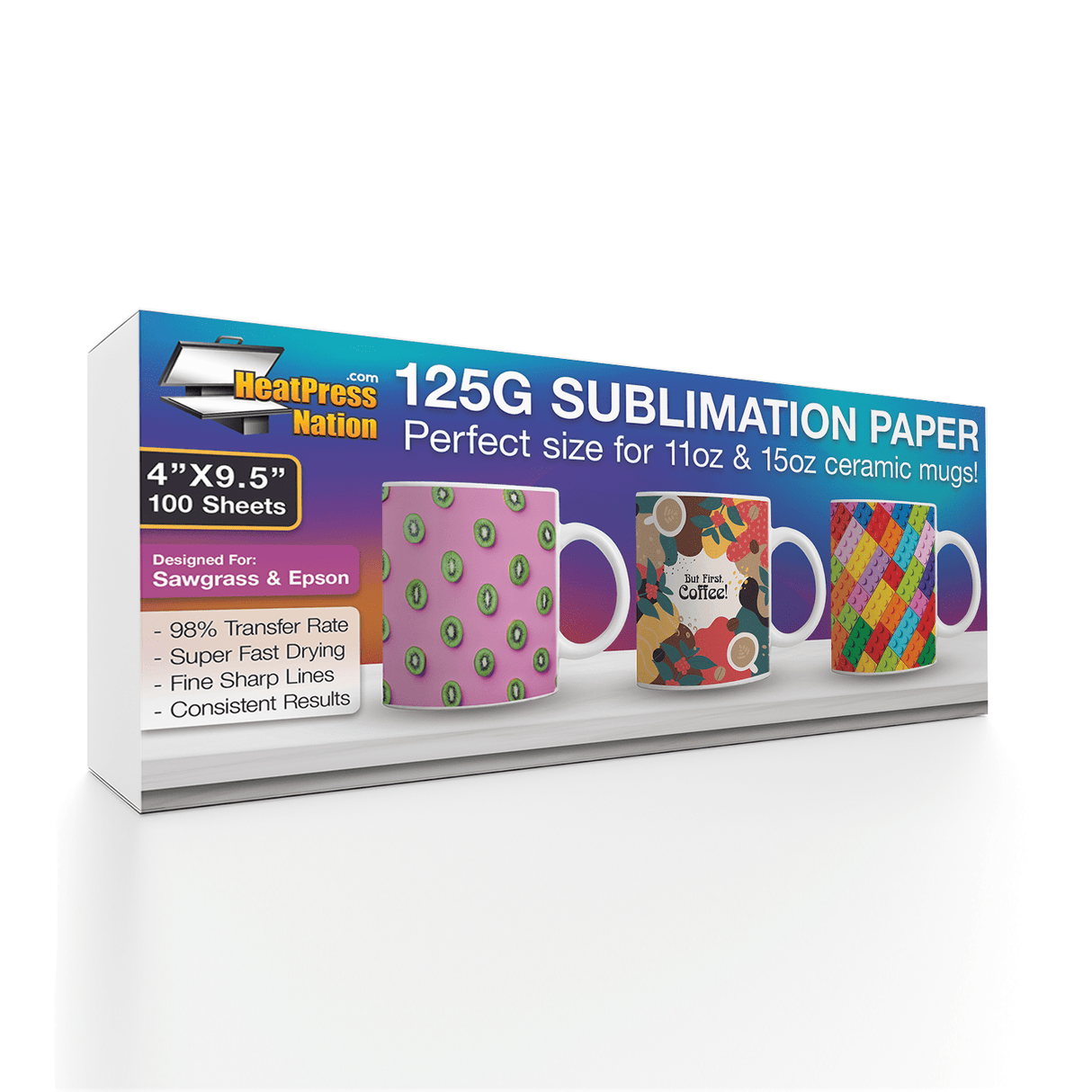 Heat Press Nation 125G Sublimation Paper - 100 Sheets - HeatPressNation