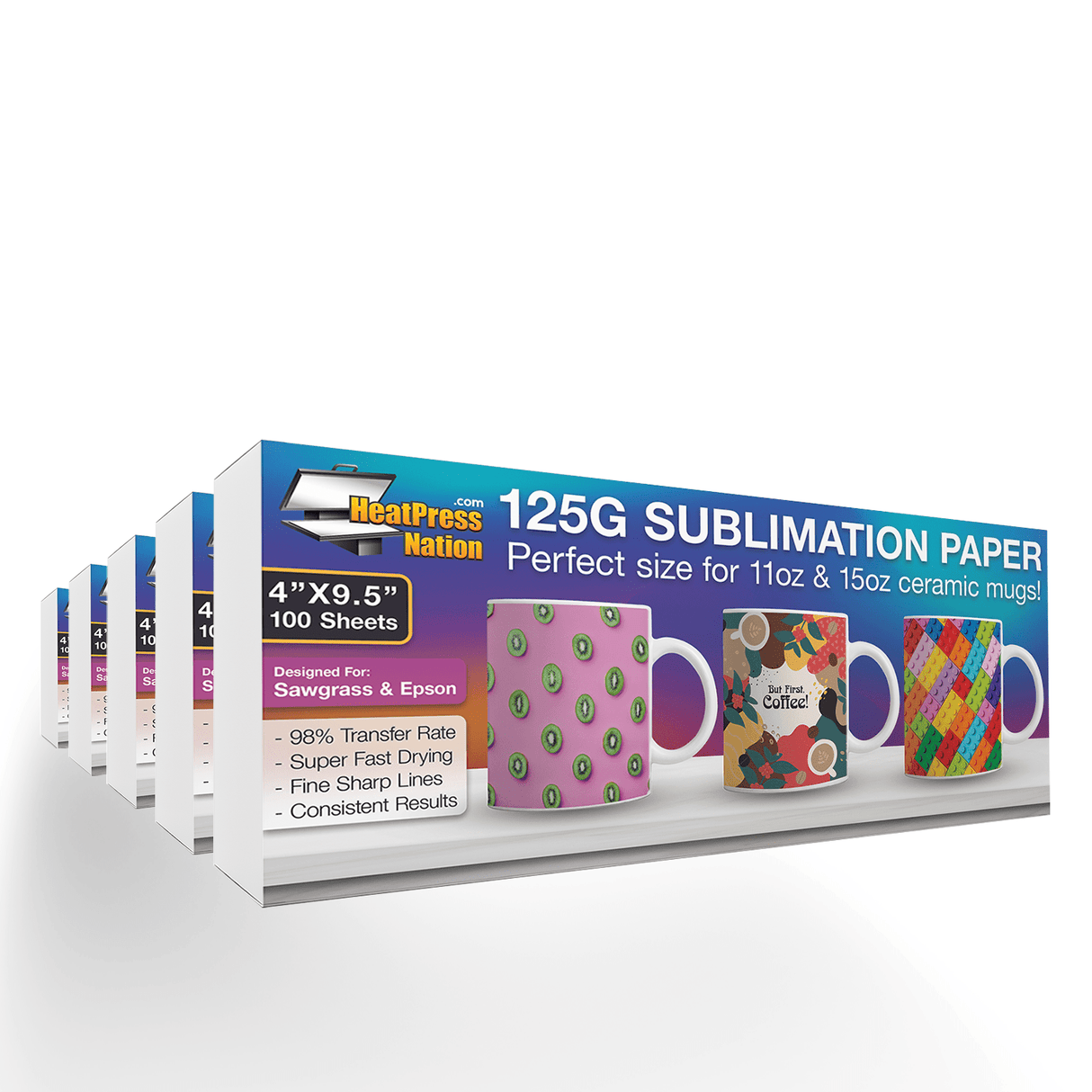 Heat Press Nation 125G Sublimation Paper - 500 Sheet Bulk Pack - HeatPressNation