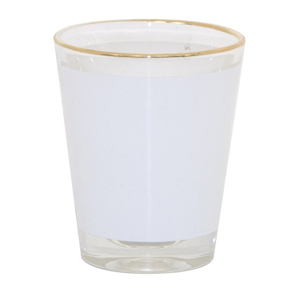 Clear Shot Glass with Gold Trim and Printable White Area 1.5 oz