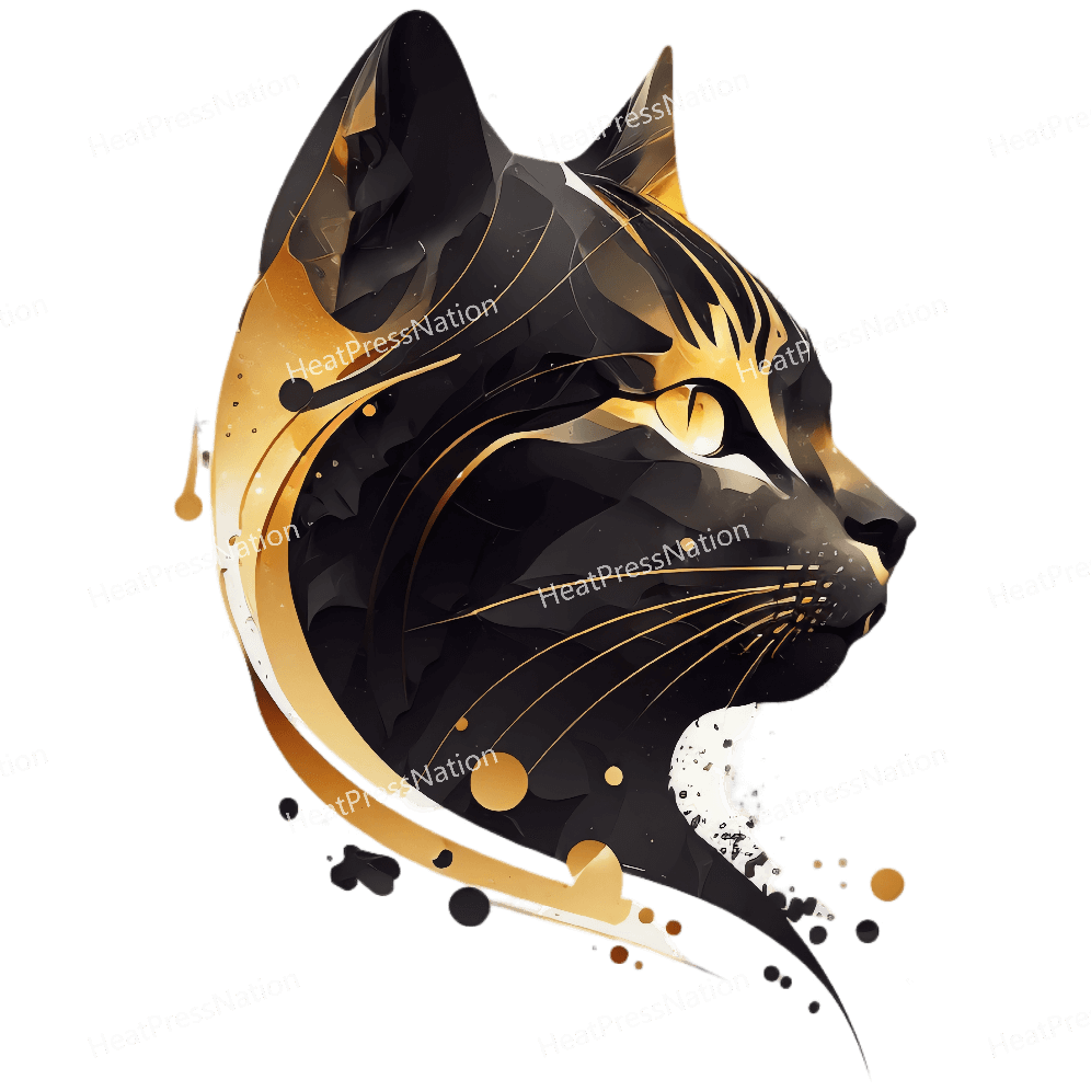 Golden Dark Cat Design - HeatPressNation