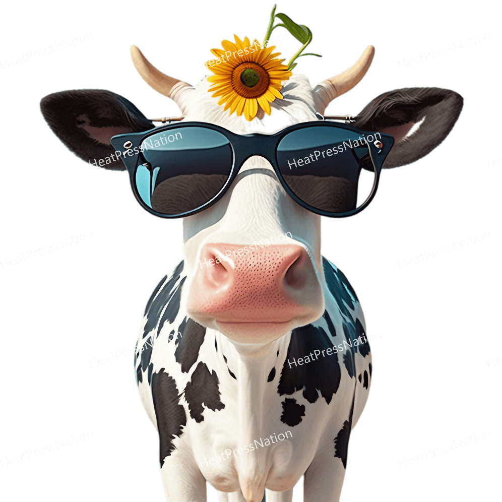 Cow with Dark Glasses Design - HeatPressNation