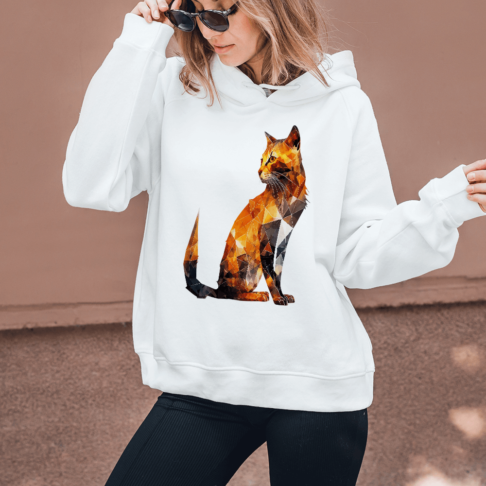 Geometric Orange Cat Design - HeatPressNation