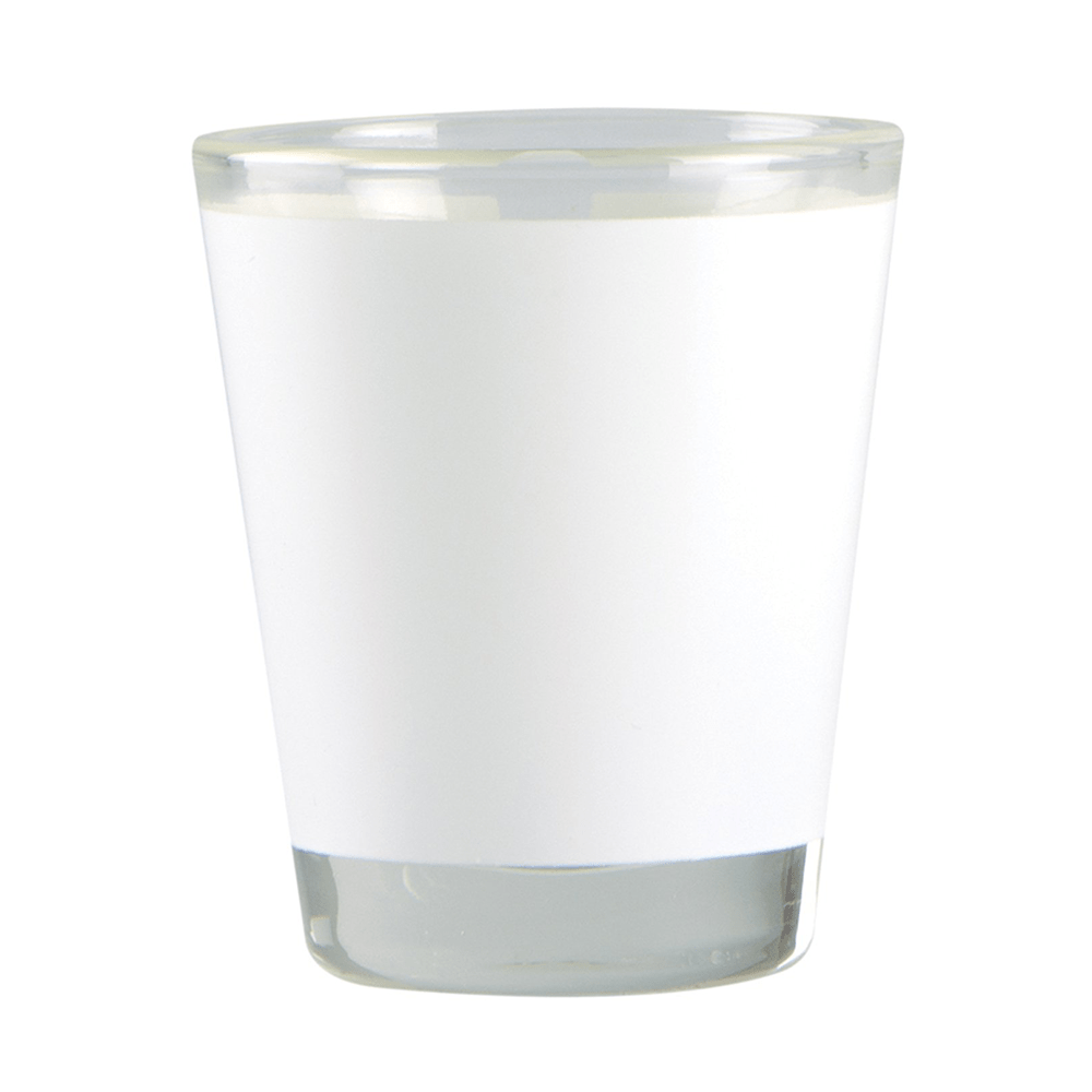 HPN ORCA Premium 1.5 oz. Sublimation Glass Shot Glass with White Patch - 144 per Case - HeatPressNation