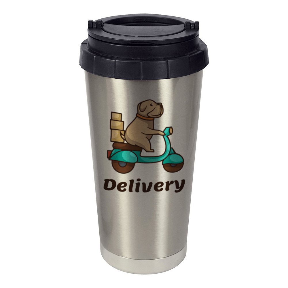 HPN SubliCraft 16 oz. Silver Stainless Steel Sublimation Thermal Travel Mug - 24 per Case - HeatPressNation