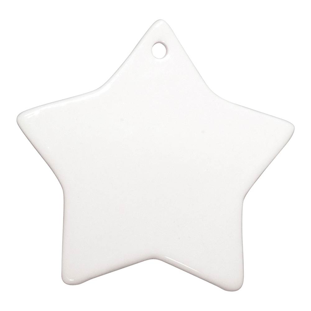 HPN SubliCraft 3" Star Sublimation Ceramic Ornament with Hole - HeatPressNation