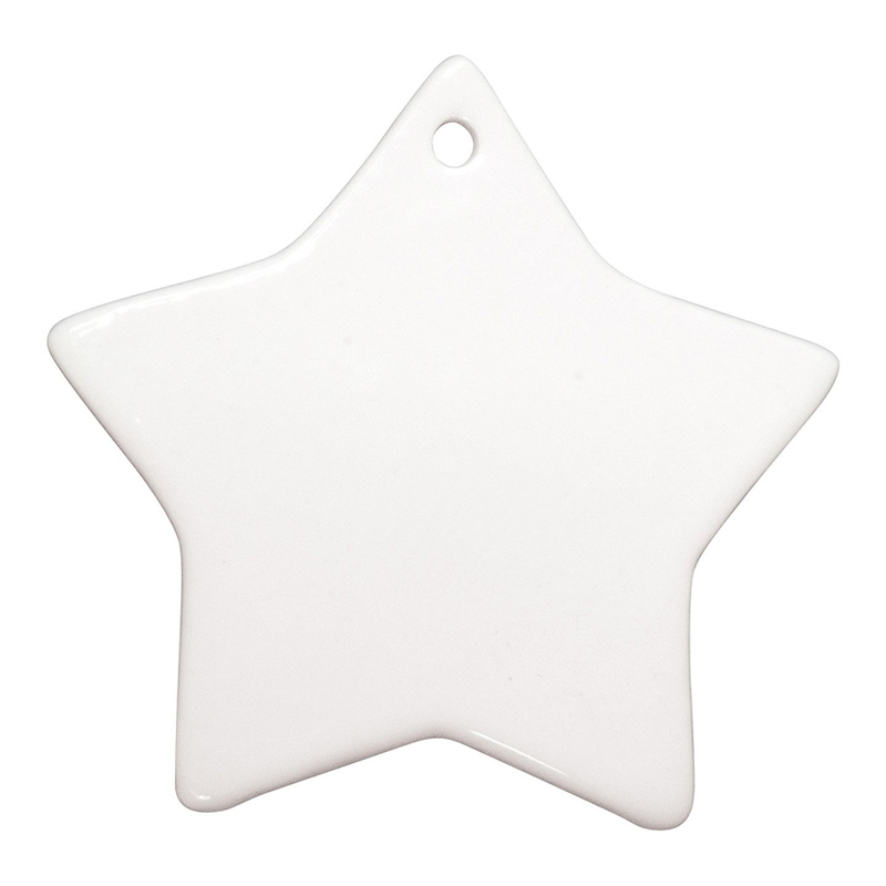 HPN SubliCraft 3" Star Sublimation Ceramic Ornament with Hole