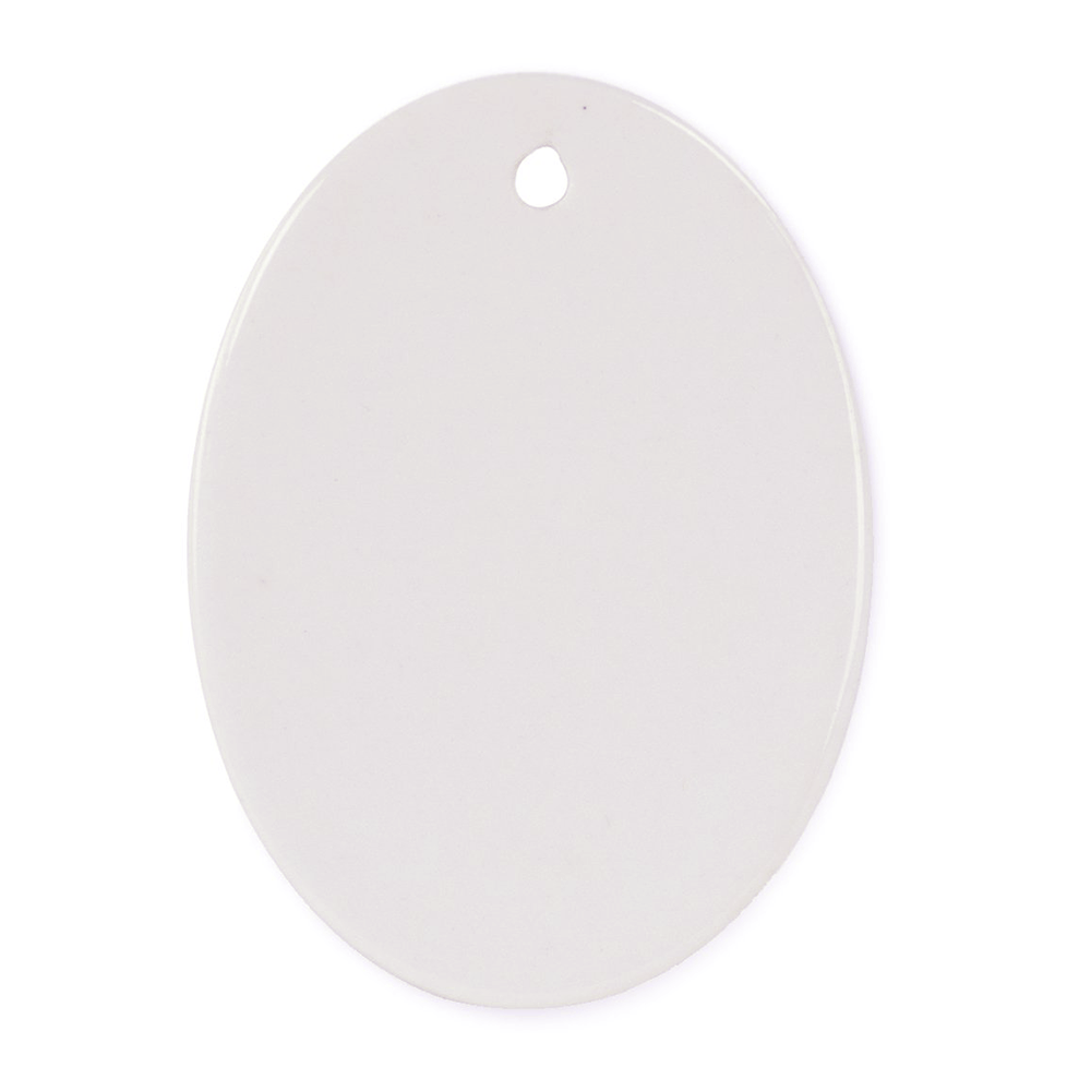 HPN SubliCraft 3" Oval Sublimation Ceramic Ornament with Hole - 100 per Case - HeatPressNation