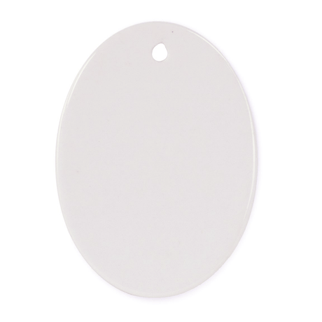 HPN SubliCraft 3" Oval Sublimation Ceramic Ornament with Hole - 100 per Case - HeatPressNation