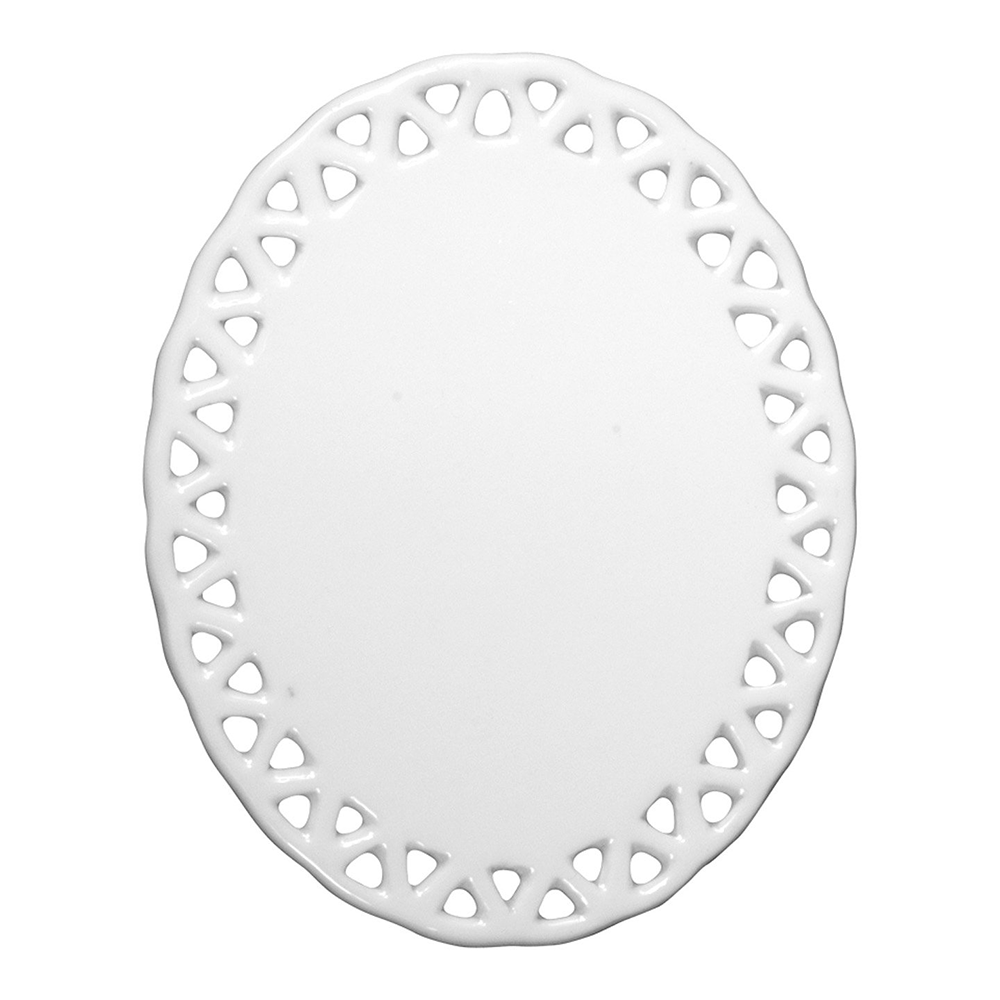 HPN SubliCraft 3" Oval Doily Sublimation Ceramic Ornament with Triangle Trim - 100 per Case - HeatPressNation