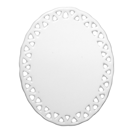 HPN SubliCraft 3" Oval Doily Sublimation Ceramic Ornament with Triangle Trim - 100 per Case - HeatPressNation