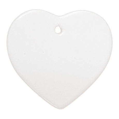 HPN SubliCraft 3" Heart Sublimation Ceramic Ornament with Hole - 100 per Case - HeatPressNation