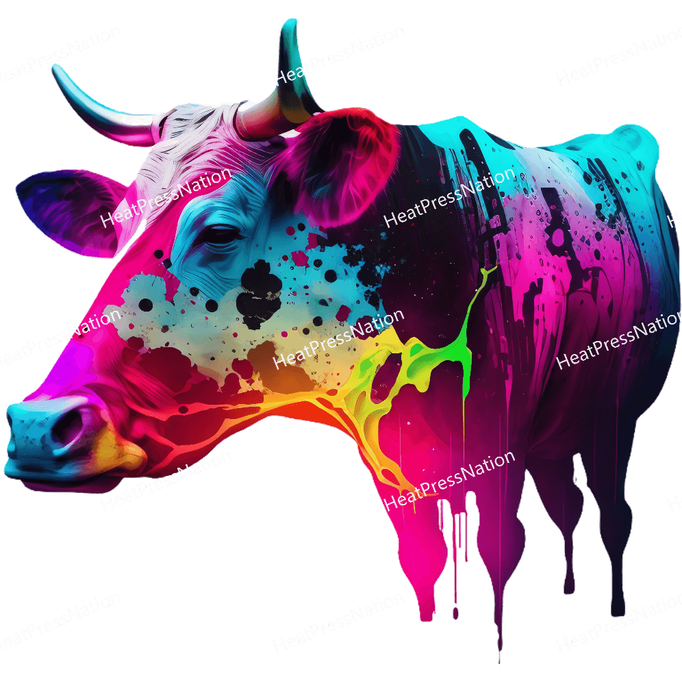 Spaltter Colorful Cow Design - HeatPressNation