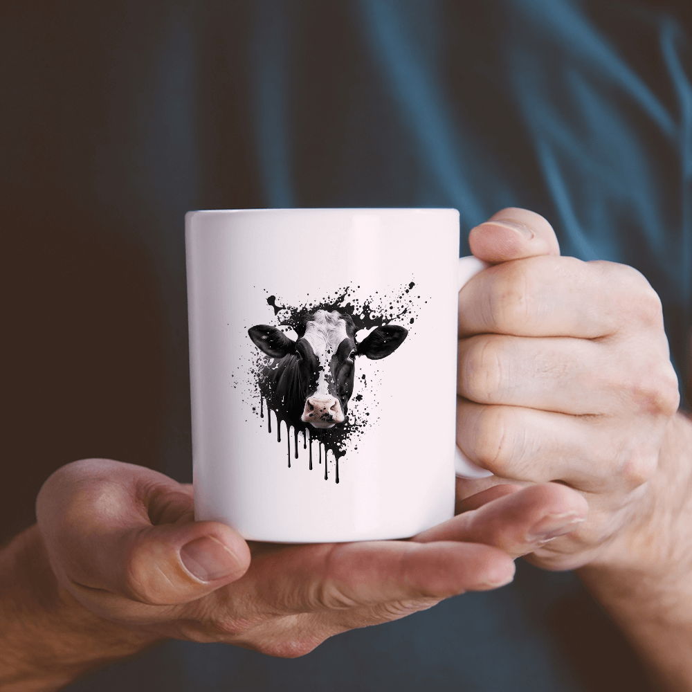 Splatter Monochrome Cow Design - HeatPressNation