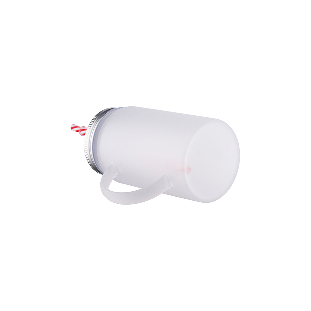 HPN SubliCraft 17 oz. Sublimation Frosted Glass Mason Jar with Straw and Handle - 12 per Case - HeatPressNation