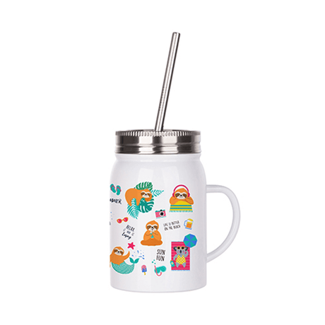 HPN SubliCraft 17 oz. Sublimation Stainless Steel Mason Jar with Straw and Handle - HeatPressNation