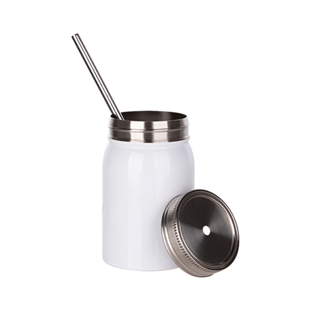 HPN SubliCraft 17 oz. Sublimation Stainless Steel Mason Jar with Straw - HeatPressNation