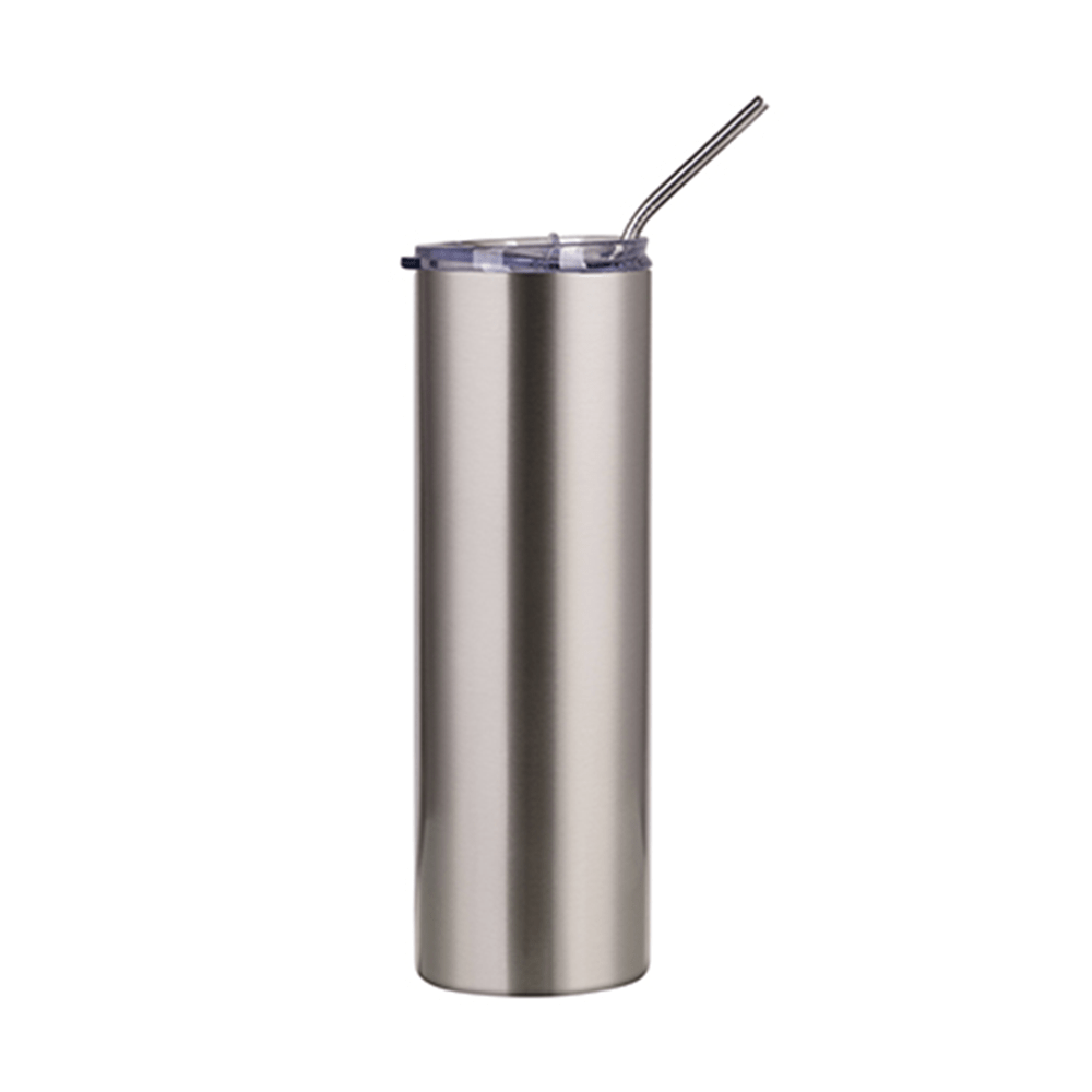 HPN SubliCraft 30 oz. Sublimation Stainless Steel Skinny Tumbler with Straw - Silver - HeatPressNation