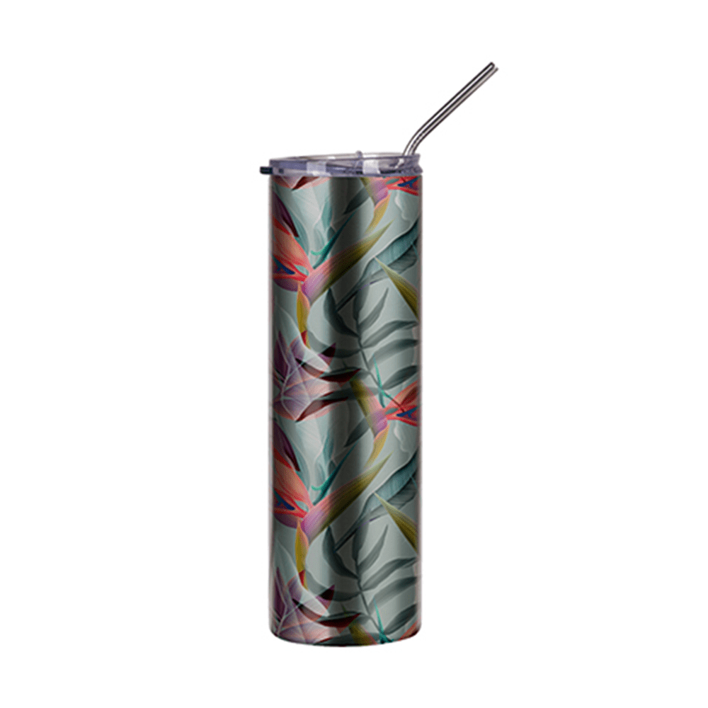 HPN SubliCraft 30 oz. Sublimation Stainless Steel Skinny Tumbler with Straw - Silver - HeatPressNation