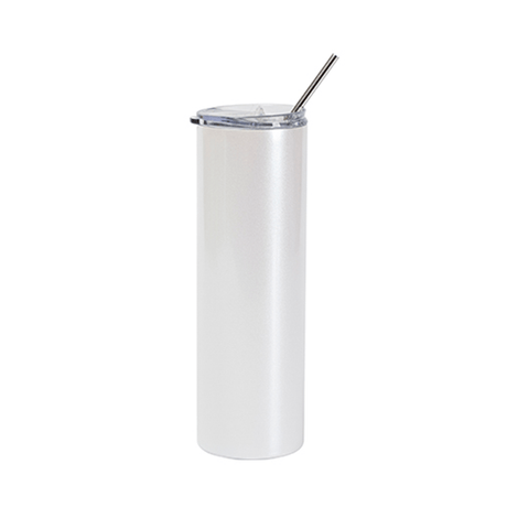HPN SubliCraft 30 oz. Sublimation Stainless Steel Skinny Tumbler with Straw - Glitter White - HeatPressNation