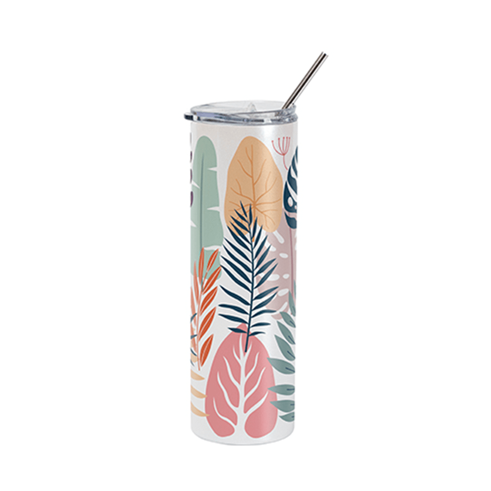 HPN SubliCraft 30 oz. Sublimation Stainless Steel Skinny Tumbler with Straw - Glitter White - HeatPressNation