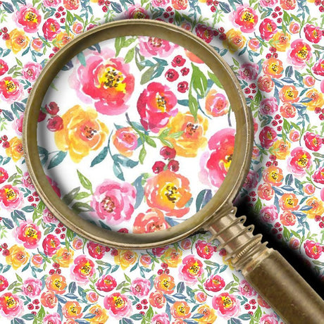 Sparkleberry Ink PATTERNED Heat Transfer Vinyl - Watercolor Posies White - HeatPressNation