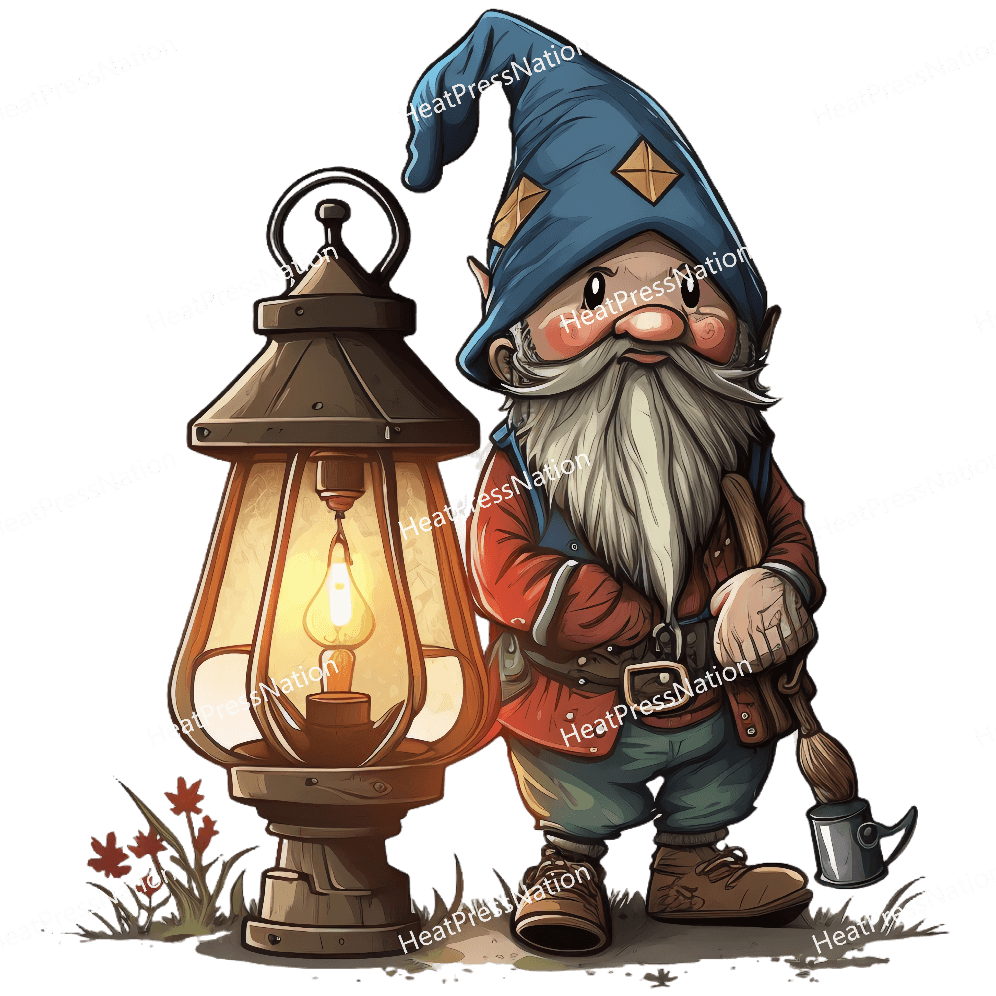 Gnome near Lamp Design - HeatPressNation