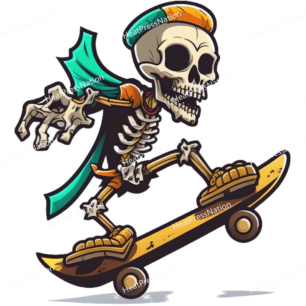 Skating Skeleton with Cape Design - HeatPressNation